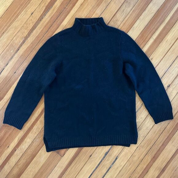 J.McLaughlin 100% Cashmere Mockneck Pullover Sweater in Black Size XL - Picture 1 of 3
